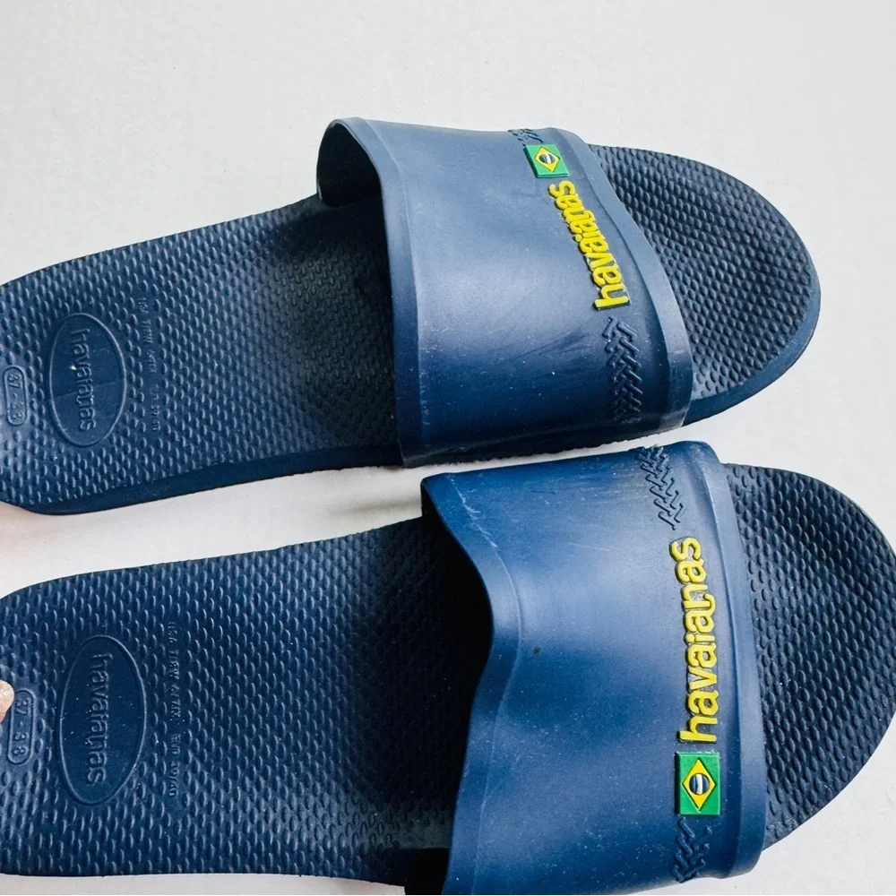 Havaianas unisex rubber slides navy blue size 6/7 sandals